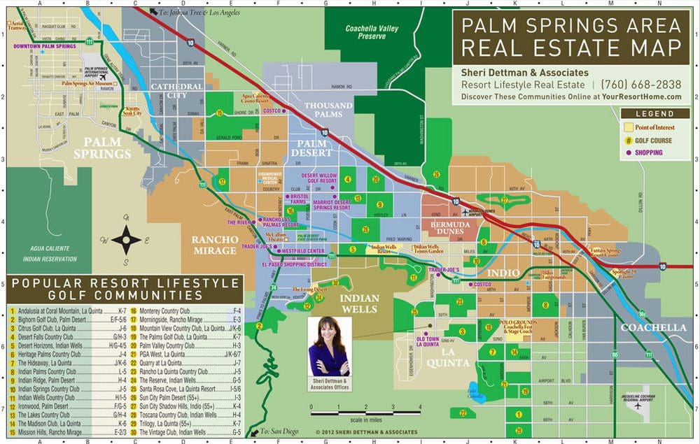 Palm Springs Real Estate Map Print Palm Springs Real Estate